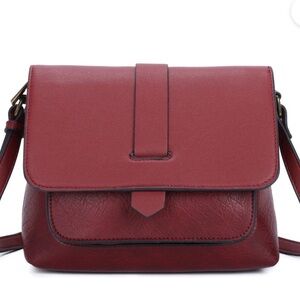 Sophisticated Brown and Red Crossbody Bag